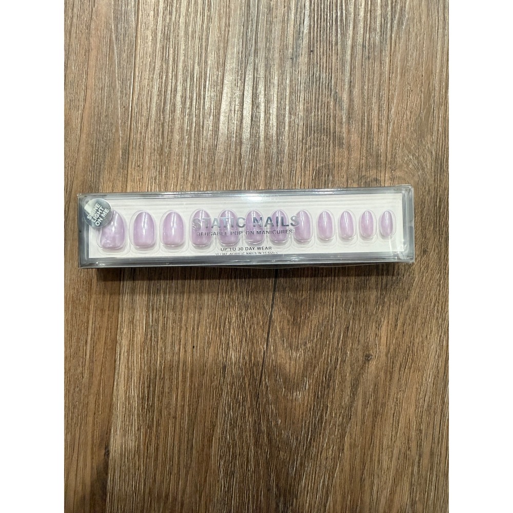 Static Nails Reusable Pop-On Manicures Glazed Lavender Round 30 Nails NEW